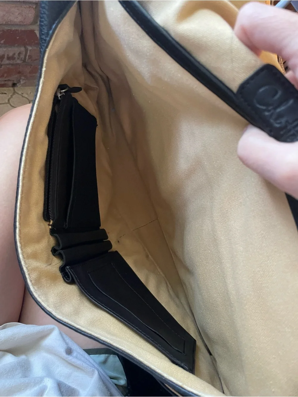 Cole Haan Black Pebbled Leather Laptop Messenger Bag